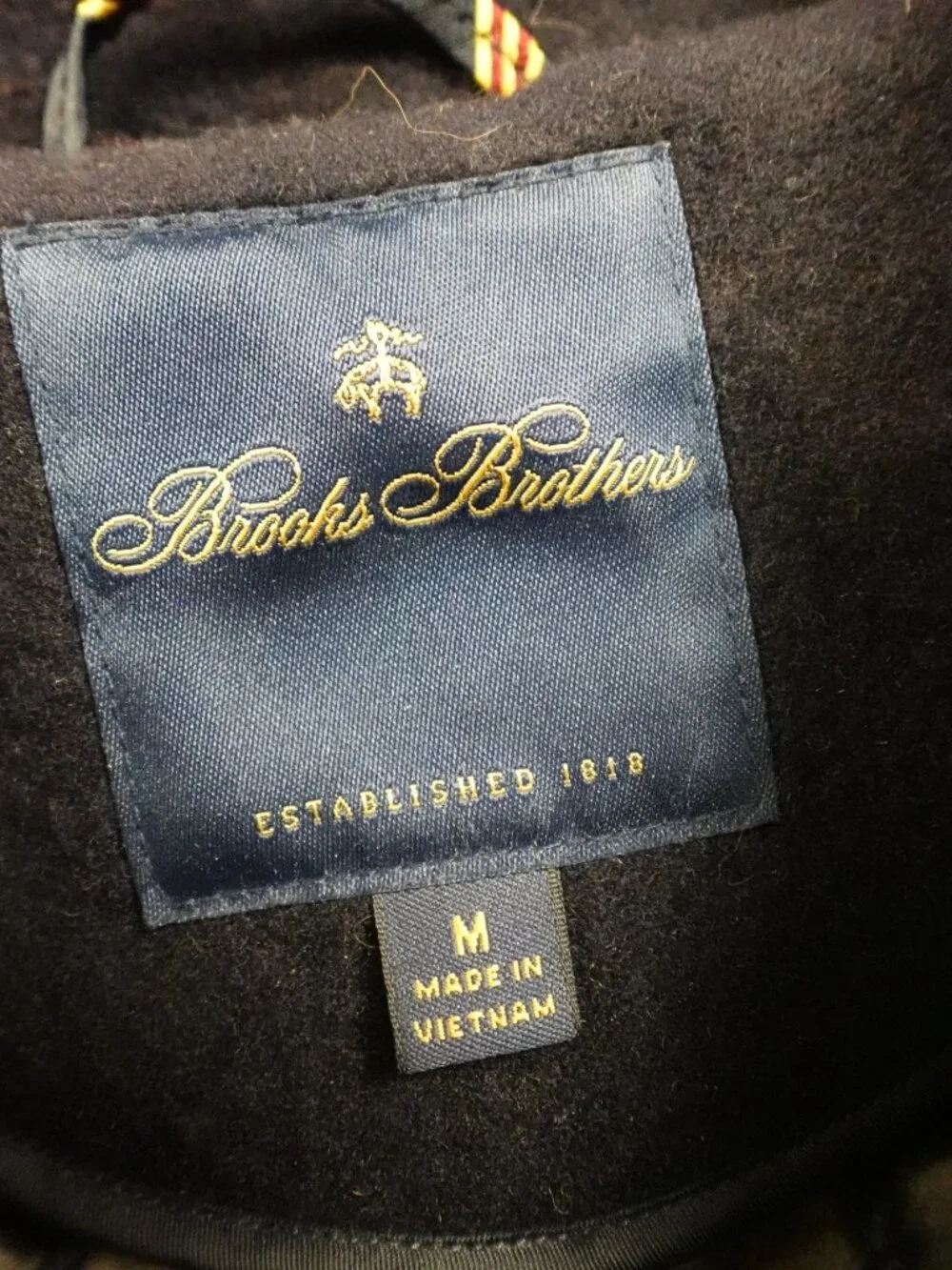 Brooks Brothers Duffle Coat Men’s Medium Navy 100% Wool Hooded Toggle